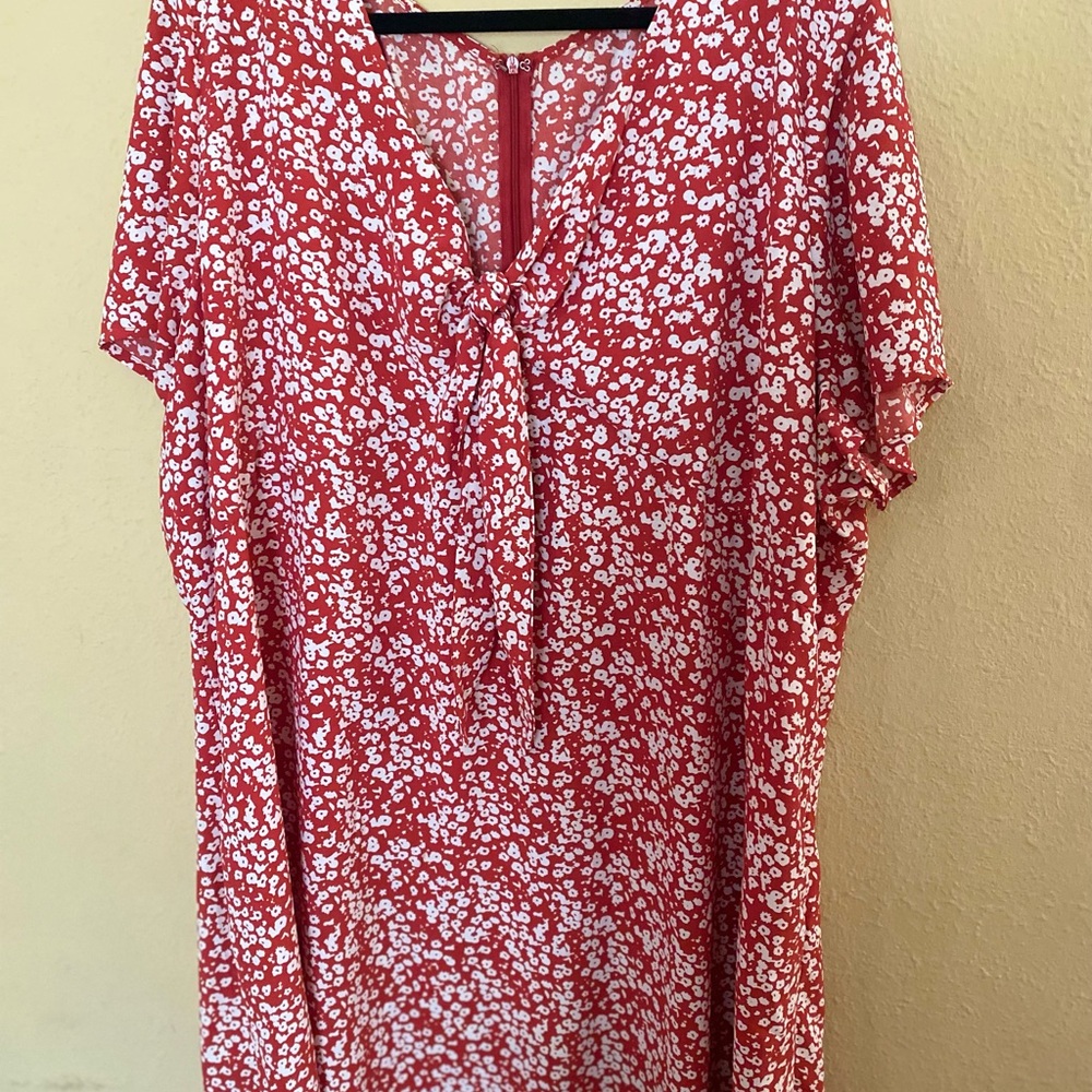 ASOS Curve Red Mini Dress with Flutter Sleeves and Tie Front